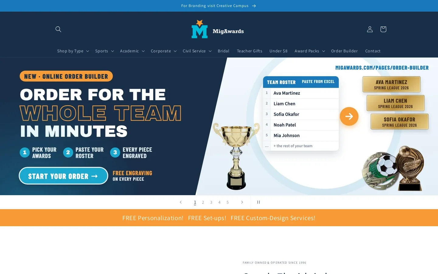 MigAwards Homepage screenshot