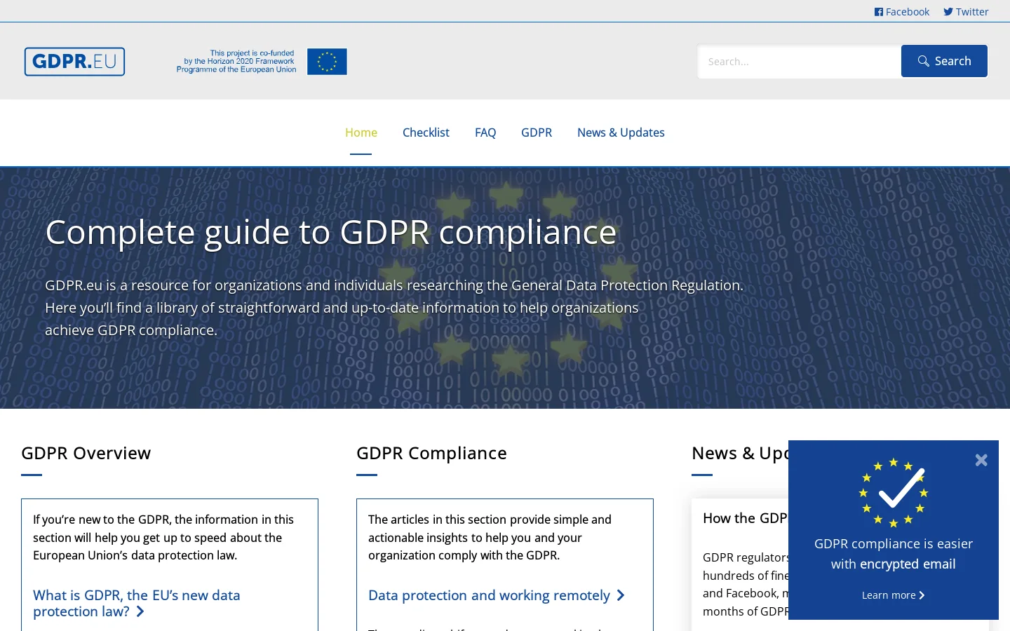 General Data Protection Regulation (GDPR) Compliance Guidelines Homepage screenshot
