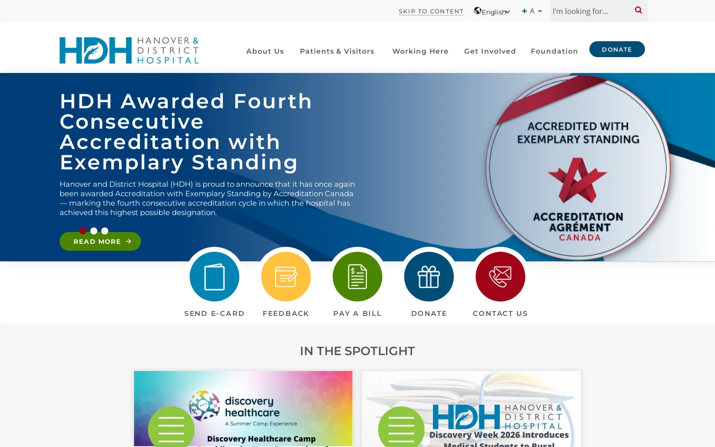 Hanover & District Hospital - Home Homepage screenshot