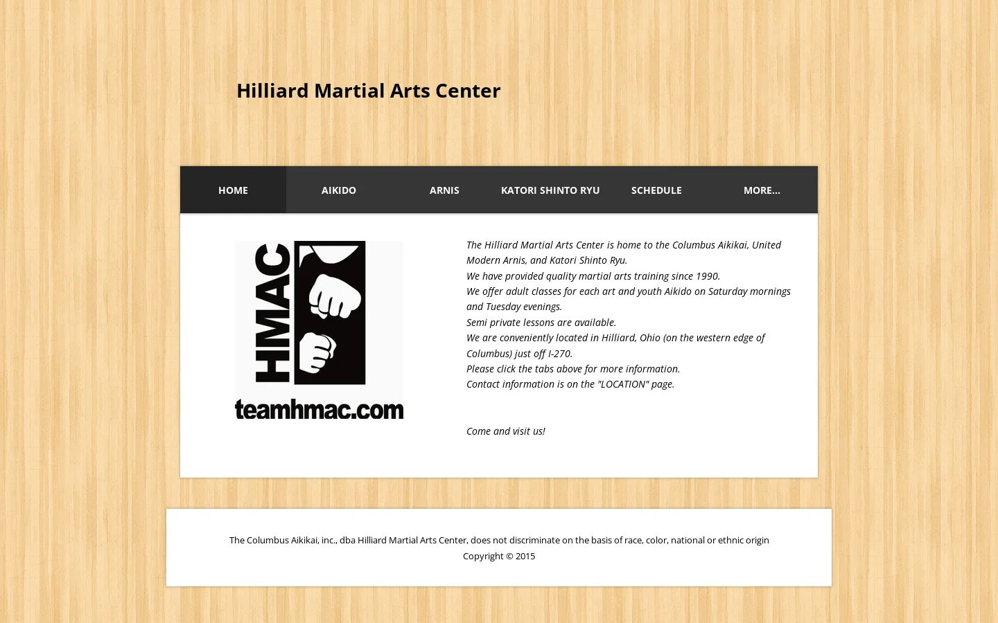 Hilliard Martial Arts Center - HOME Homepage screenshot