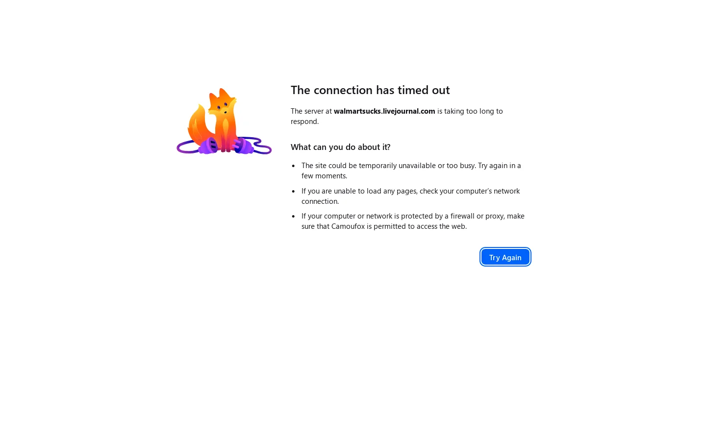 Problem loading page Homepage screenshot