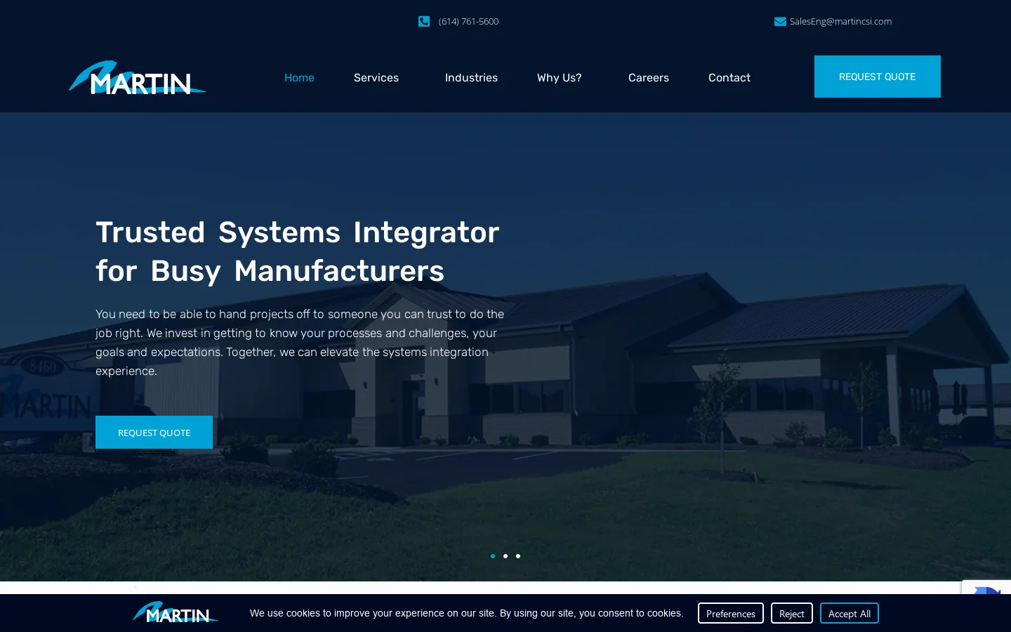 MartinCSI • Systems Integrator of Automation Solutions Homepage screenshot