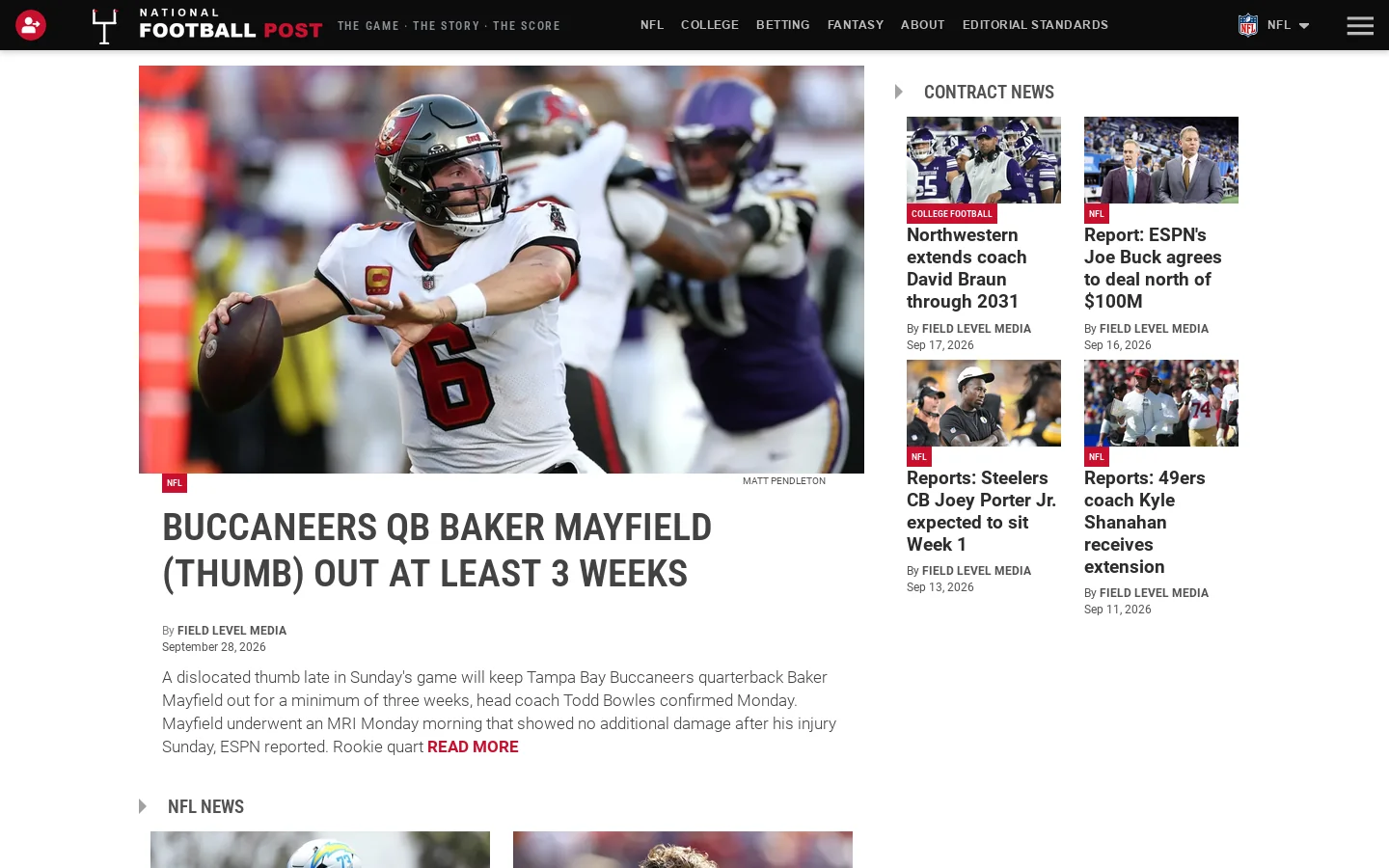 National Football Post Homepage screenshot