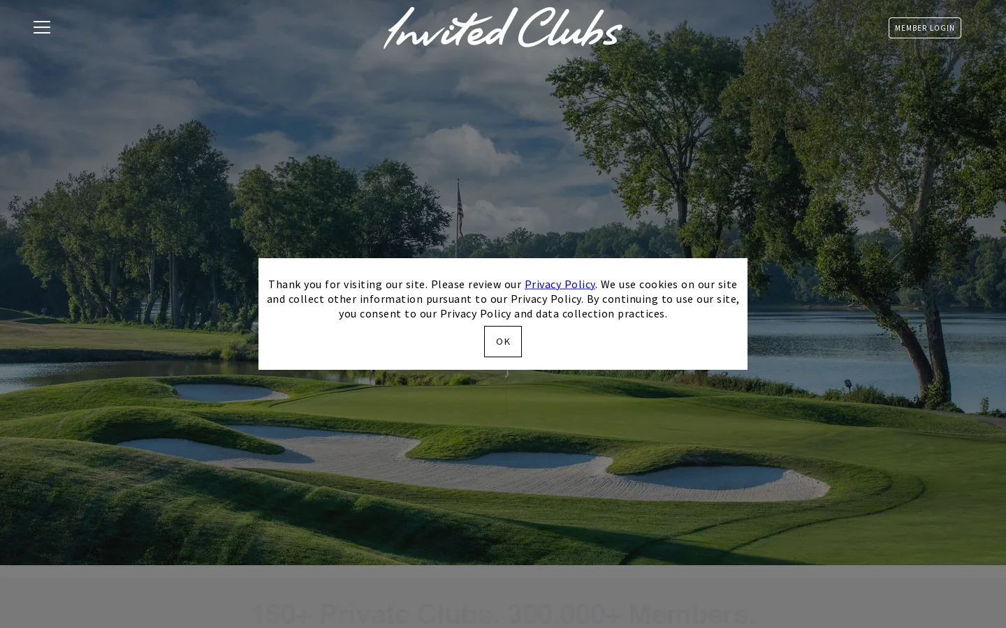invitedclubs.com Homepage screenshot
