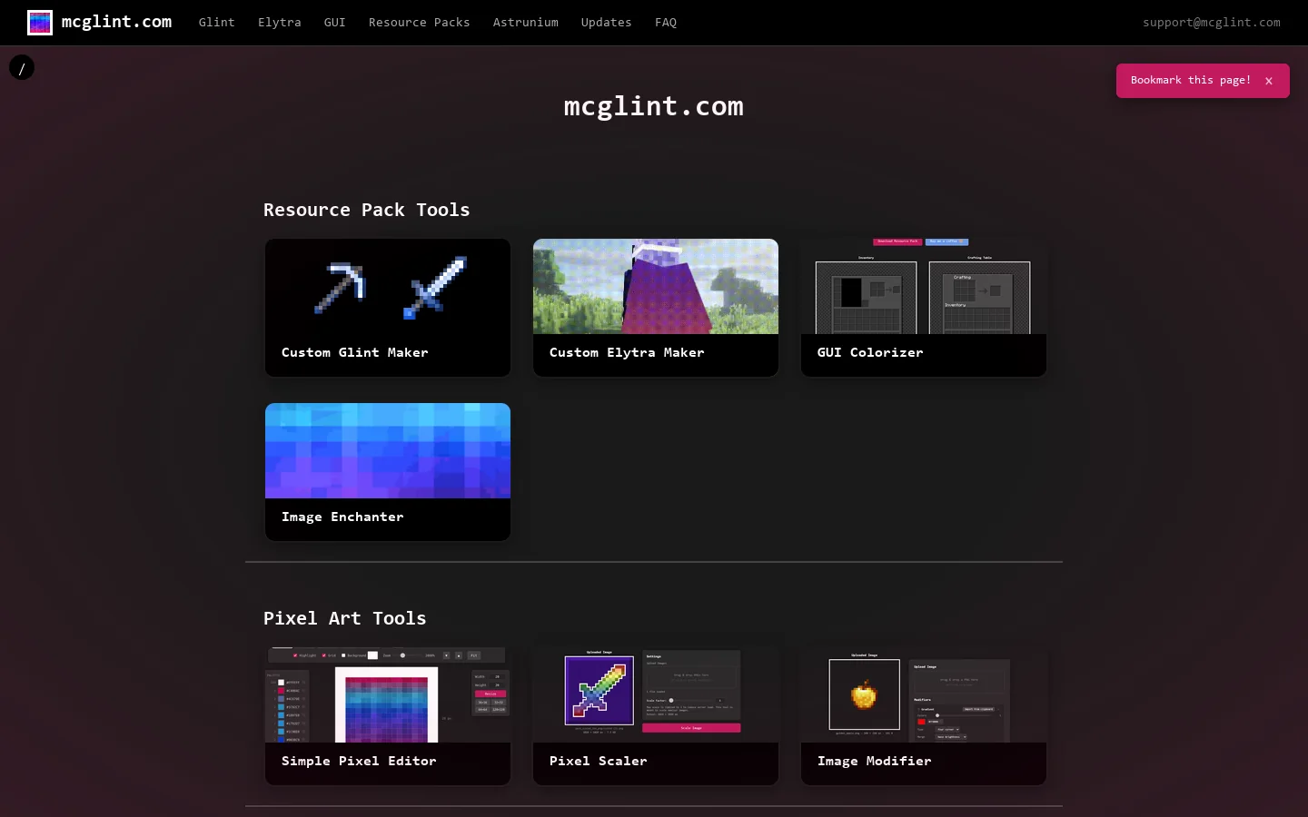 mcglint.com Homepage screenshot