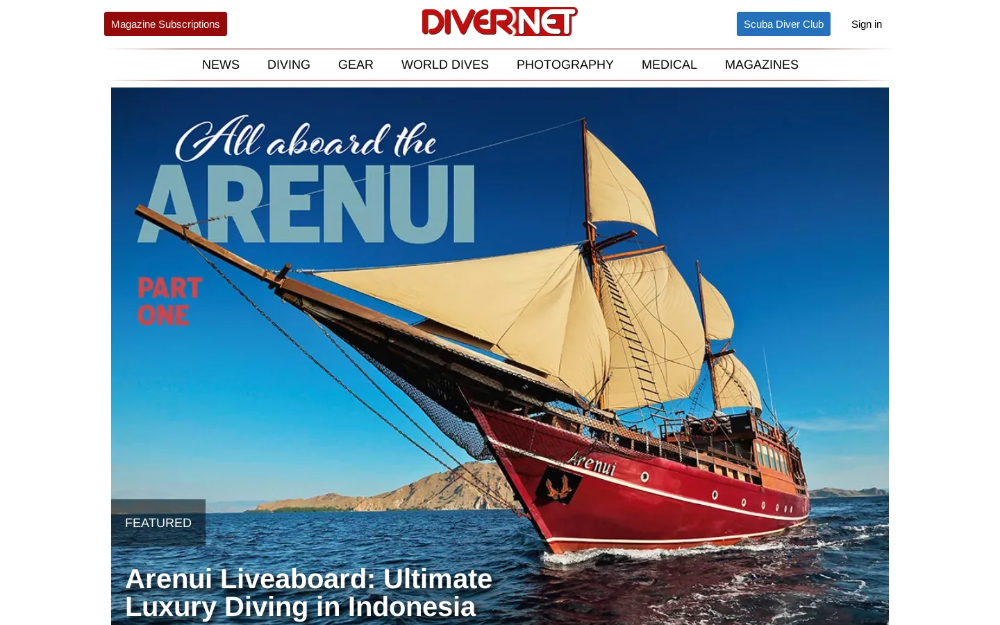Divernet Homepage screenshot