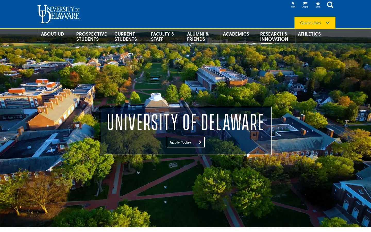 University of Delaware Homepage screenshot