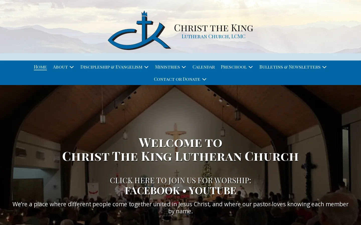 Christ the King Lutheran Church, LCMC Homepage screenshot