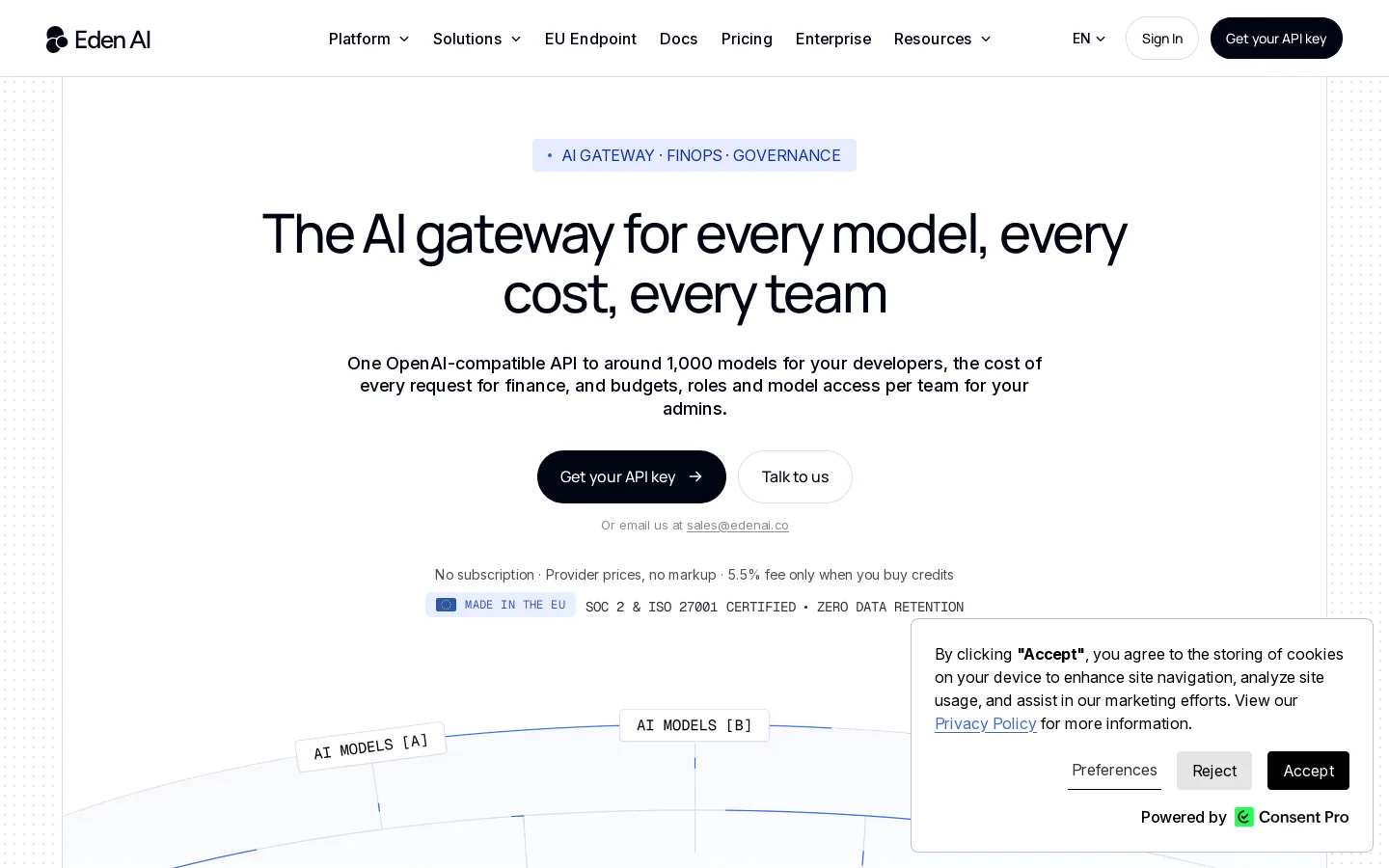 Eden AI Homepage screenshot