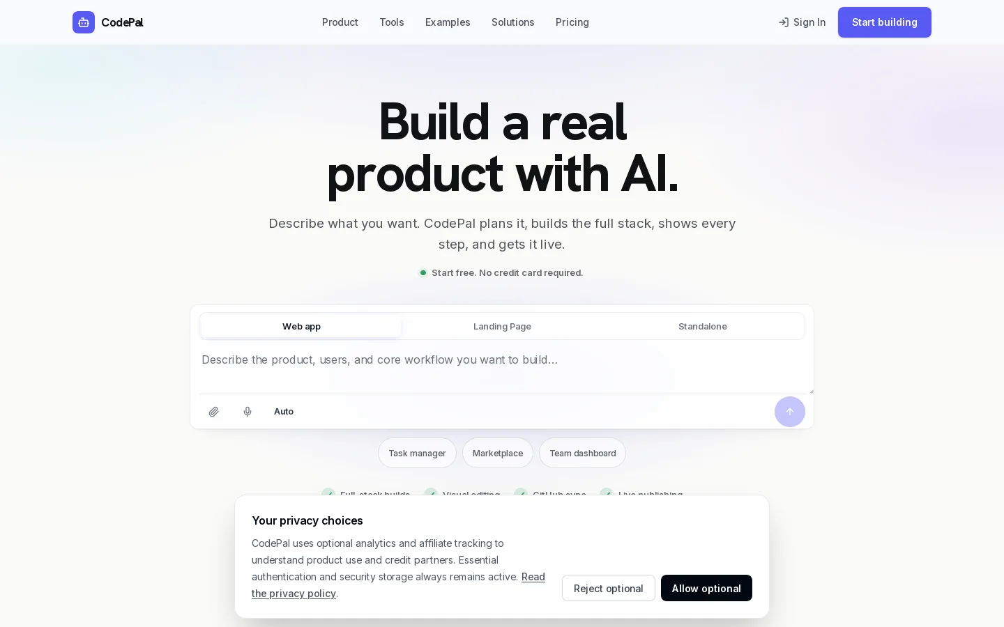 CodePal Homepage screenshot