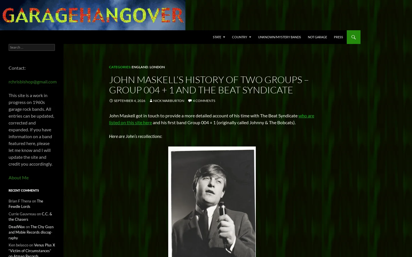 Garage Hangover Homepage screenshot