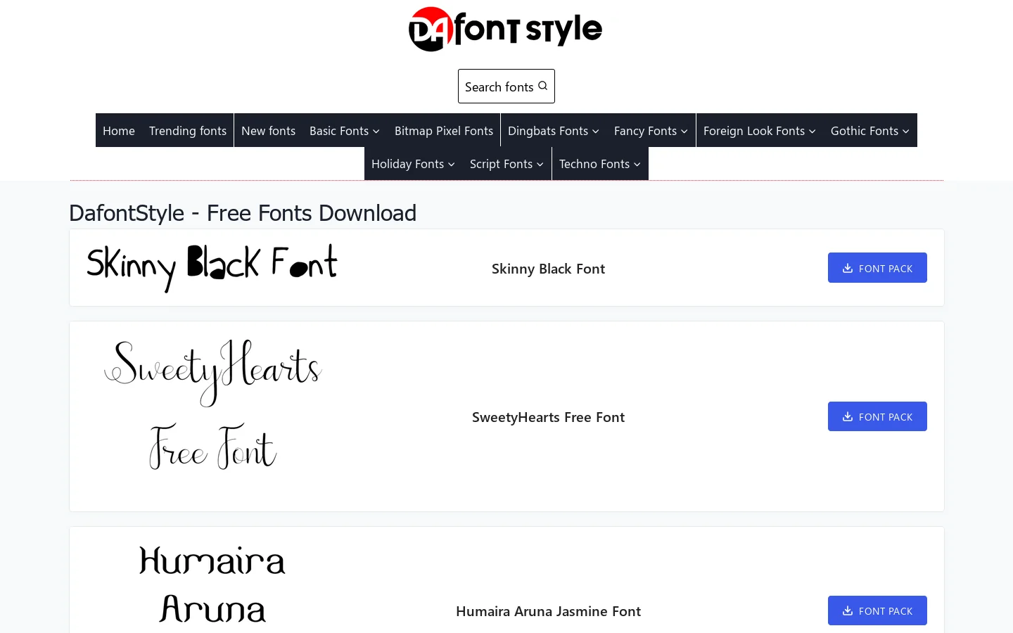 Dafont Style Homepage screenshot