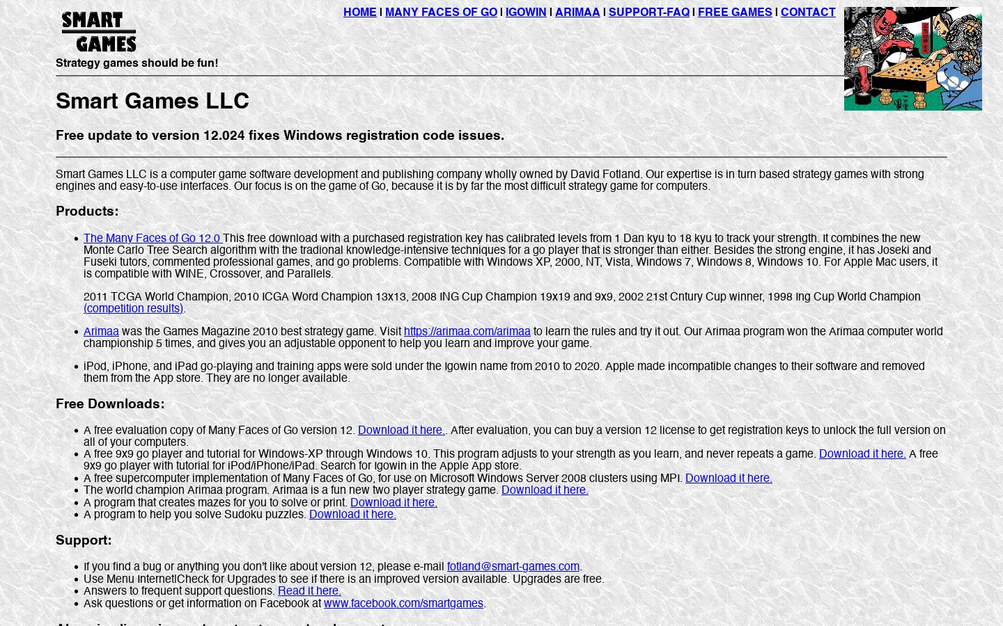 Smart Games Homepage screenshot