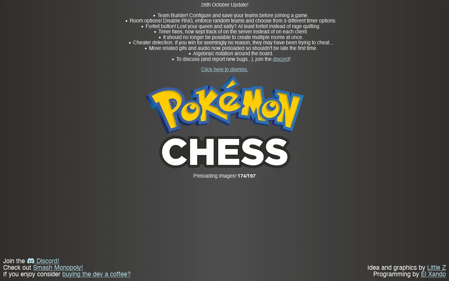 Pokémon Chess Homepage screenshot
