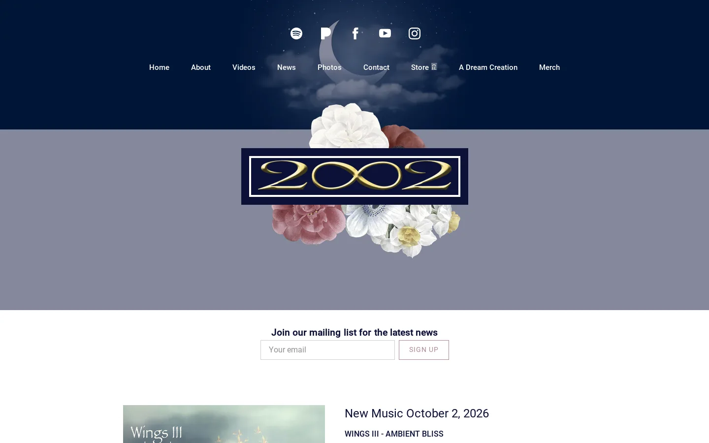 2002 Homepage screenshot