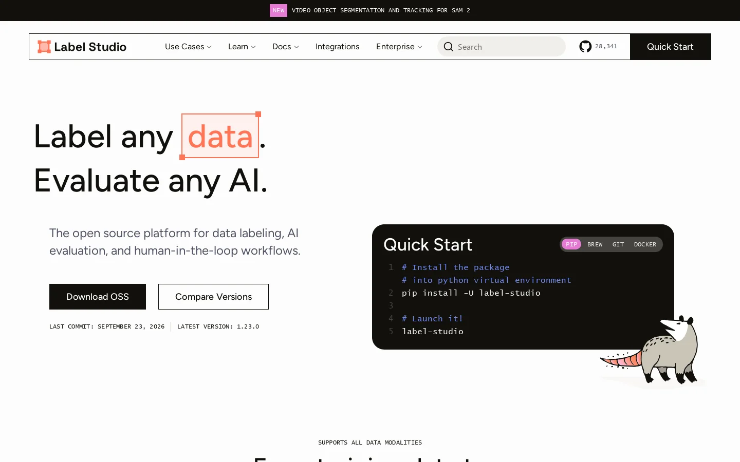 Label Studio Homepage screenshot