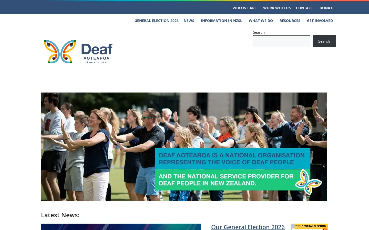 Deaf Aotearoa Homepage screenshot