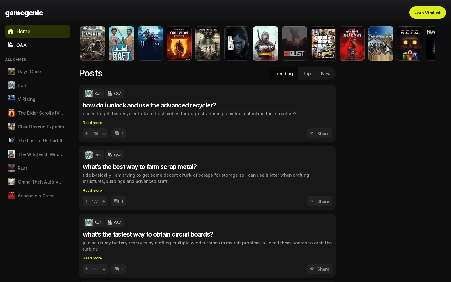 gamegenie Homepage screenshot