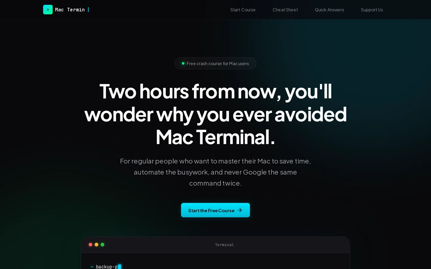 Mac Terminal for Humans Homepage screenshot