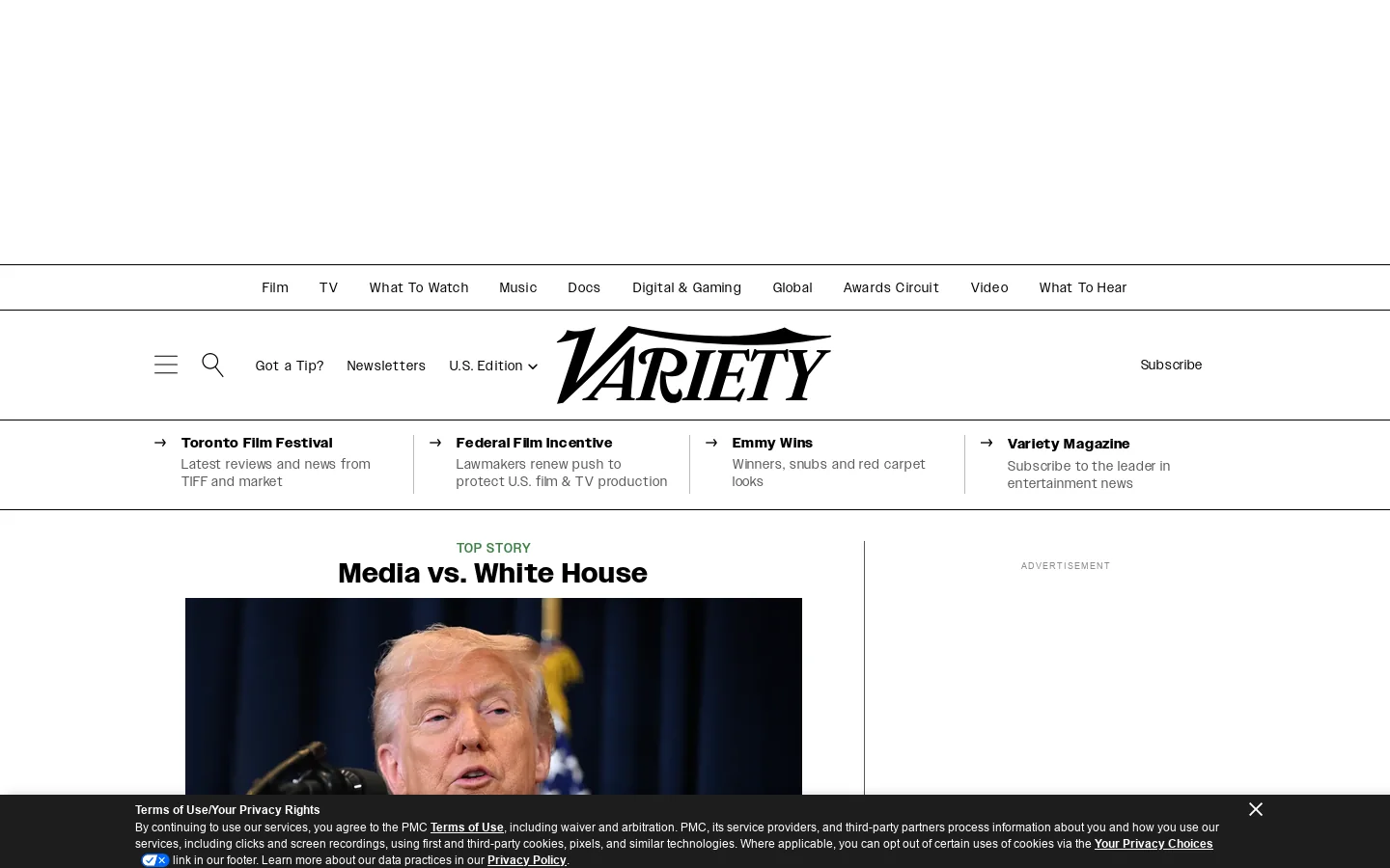 Variety Homepage screenshot