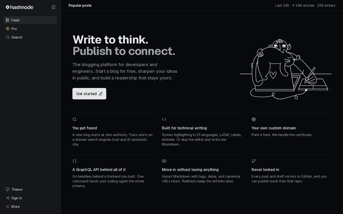Hashnode Homepage screenshot