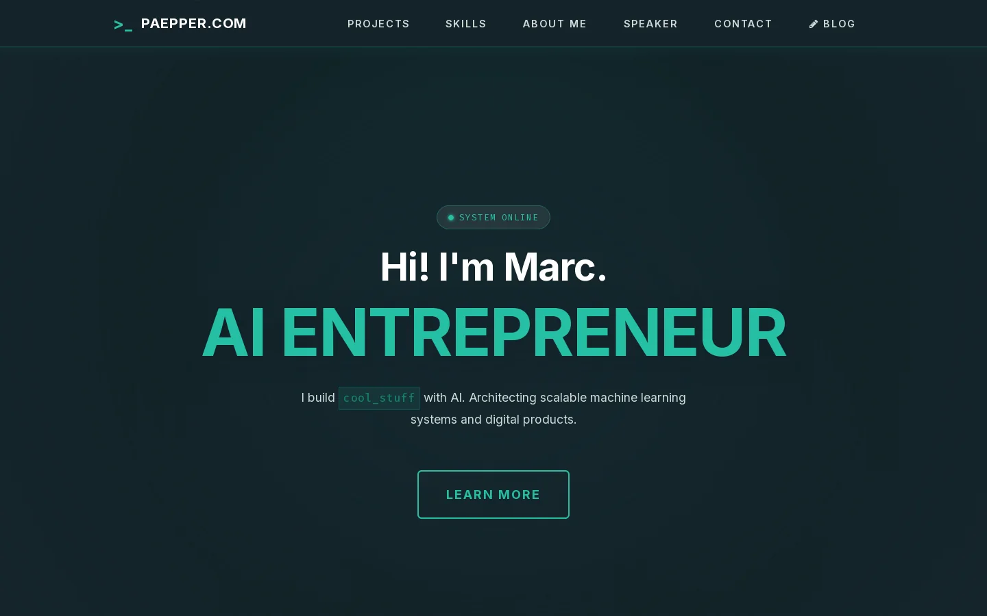 Marc Päpper - AI Engineer & Entrepreneur Homepage screenshot