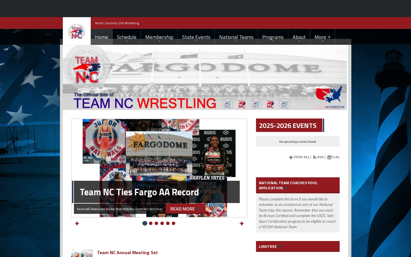 North Carolina USA Wrestling Homepage screenshot