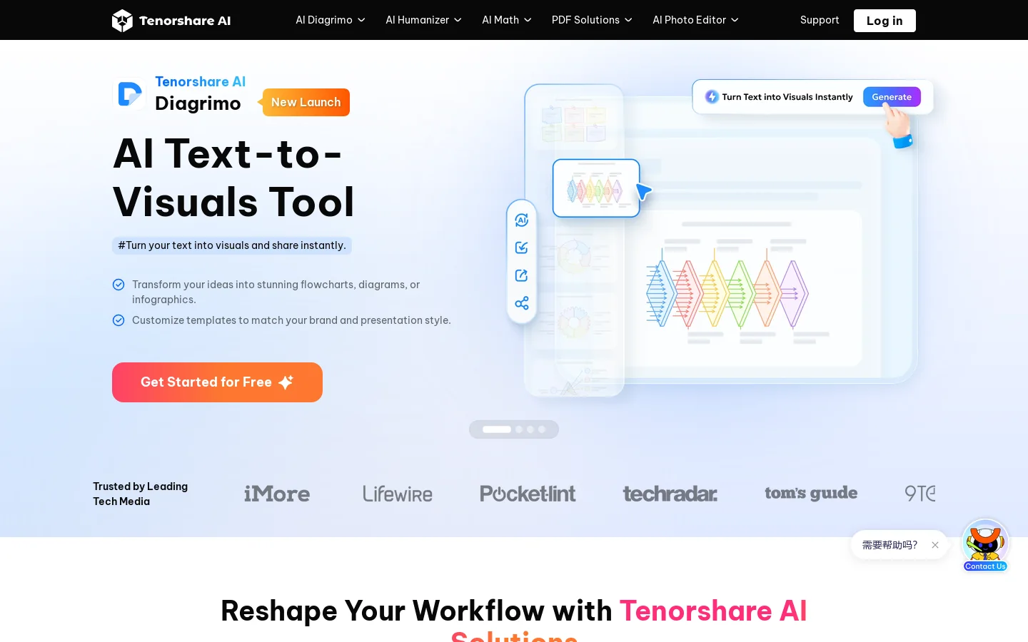 [OFFICIAL]Tenorshare AI - Free Online PDF Solutions & AI Humanizer Text Tools Homepage screenshot