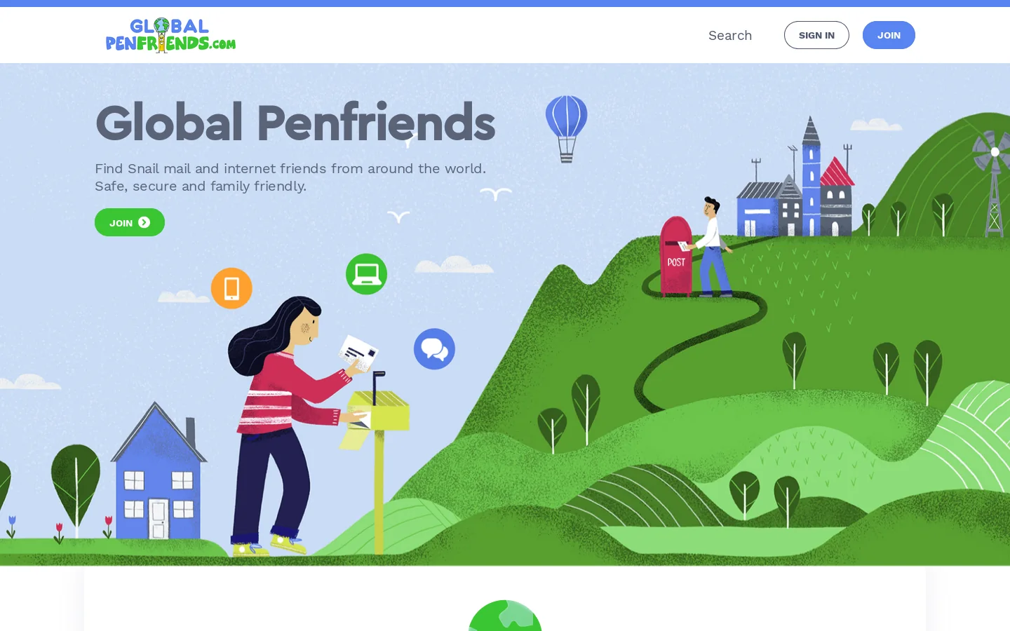 Global Penfriends Homepage screenshot