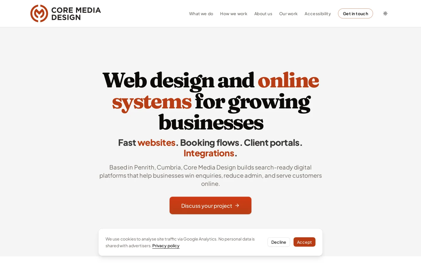 Core Media Design Homepage screenshot