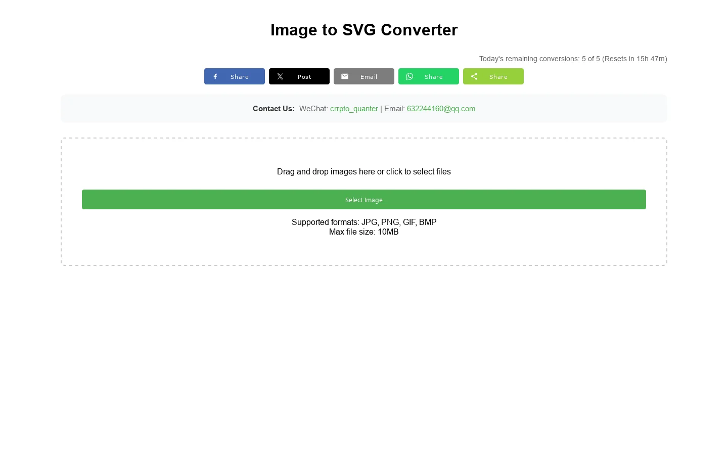 Free Online Image to SVG Converter - Vector Graphics Converter Homepage screenshot