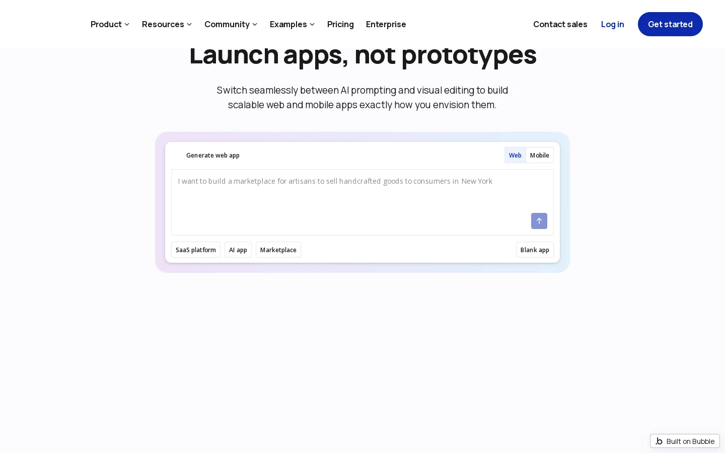 Bubble Homepage screenshot