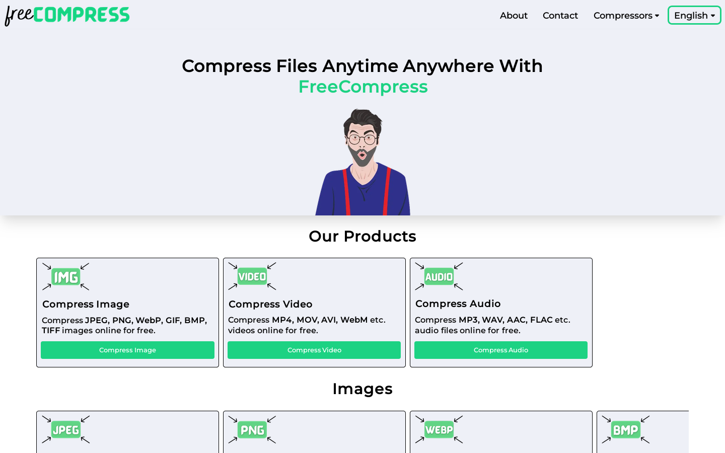 FreeCompress Homepage screenshot