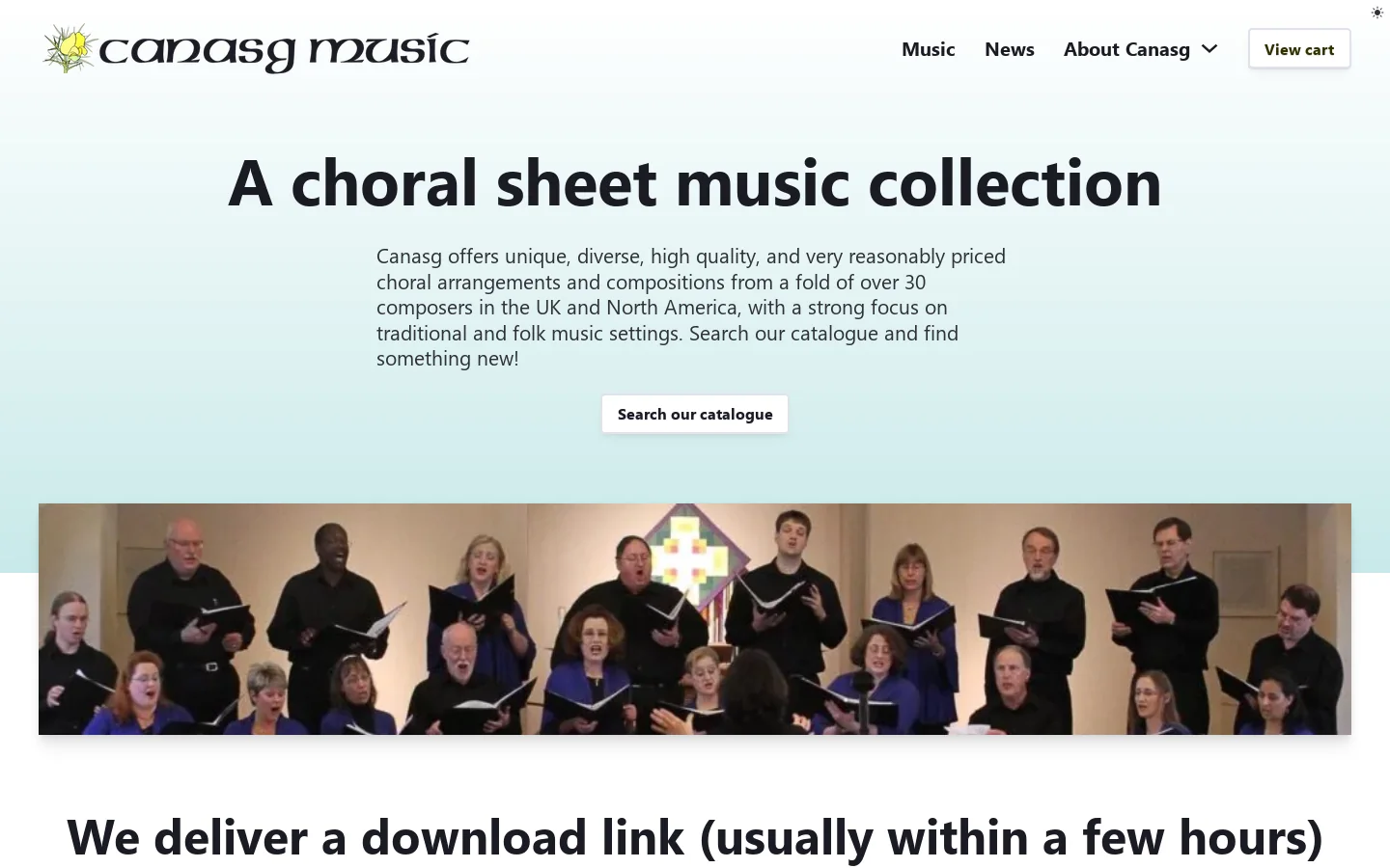 Buy choral sheet music – Choral sheet music Homepage screenshot