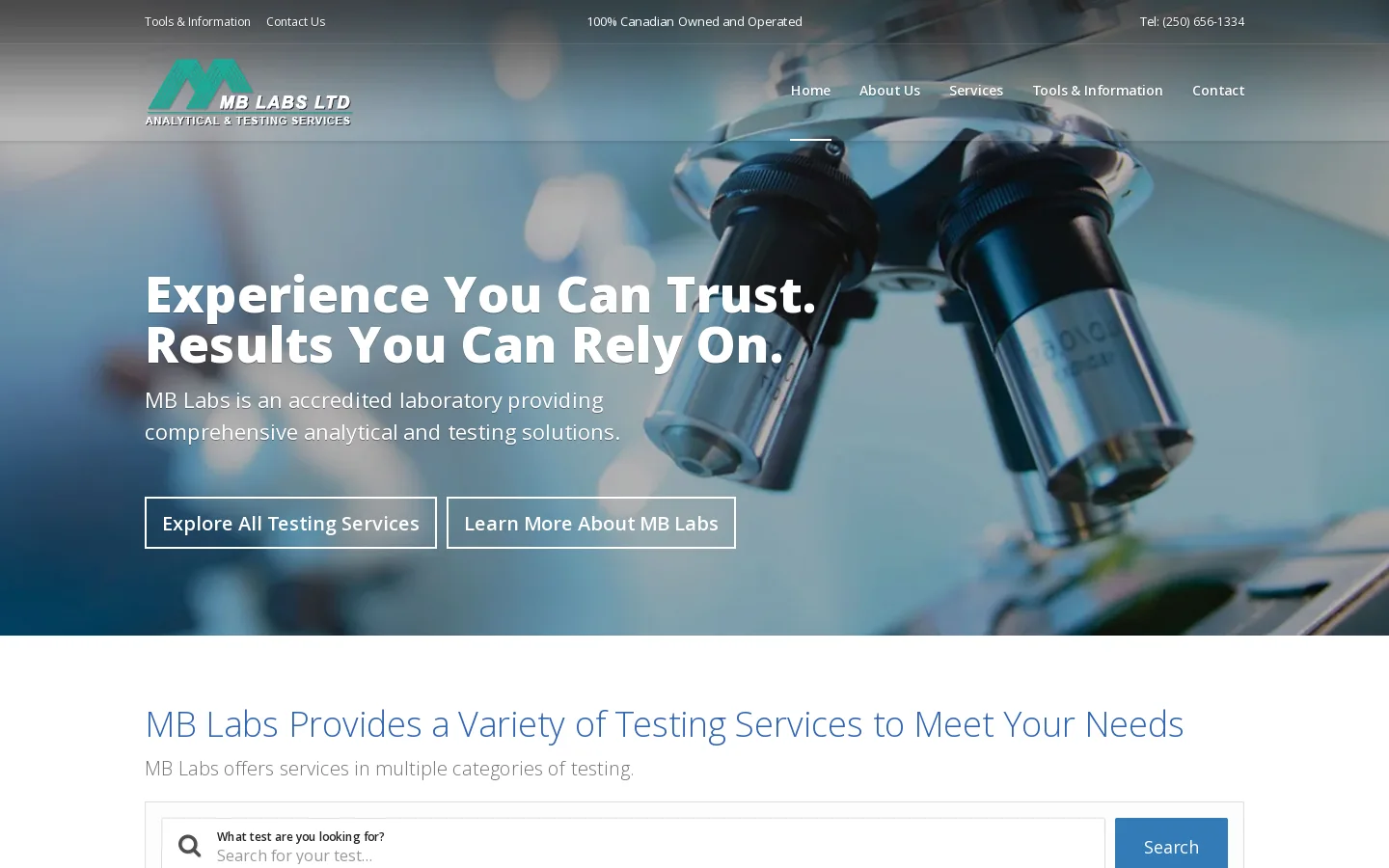MB Laboratories Ltd Homepage screenshot