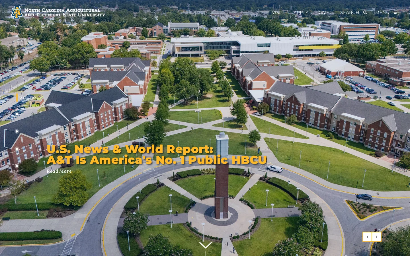 Welcome to North Carolina Agricultural & Technical State University Homepage screenshot