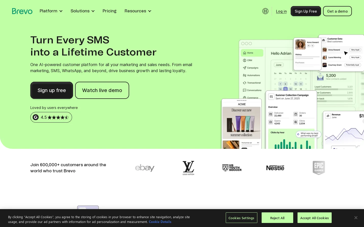 Brevo Homepage screenshot