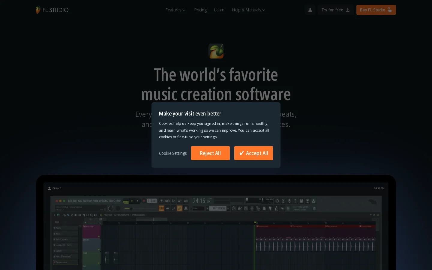 FL Studio – Music Production Software Homepage screenshot