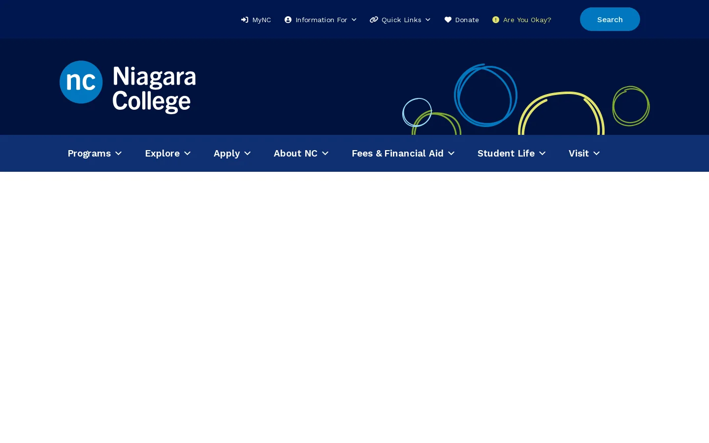 Niagara College Homepage screenshot