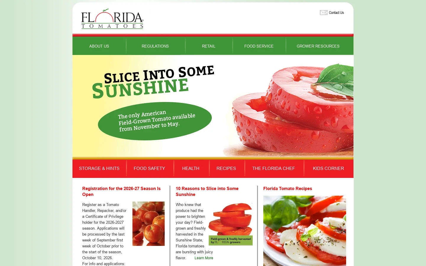 Florida Tomato Committee Homepage screenshot