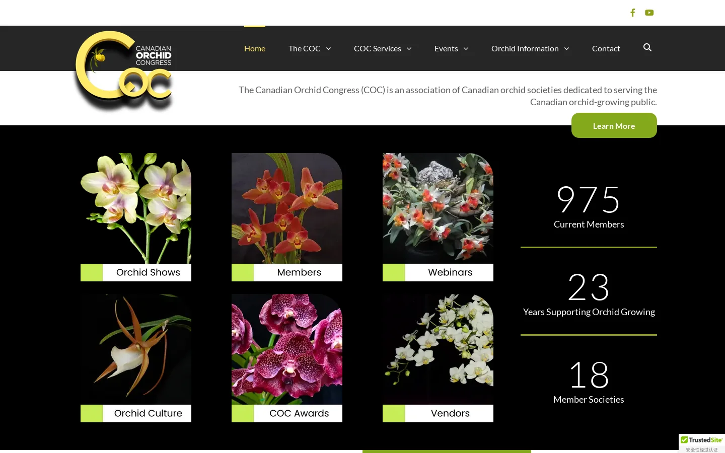 The Canadian Orchid Congress | Canadian orchid societies working together Homepage screenshot