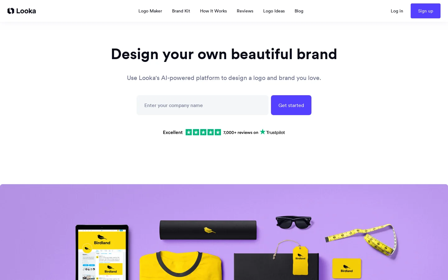 Looka Homepage screenshot