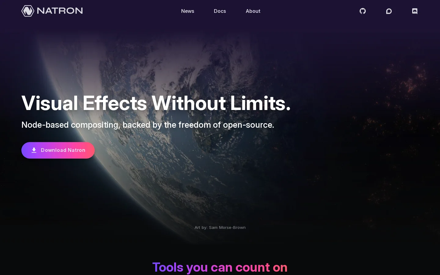 Natron Homepage screenshot