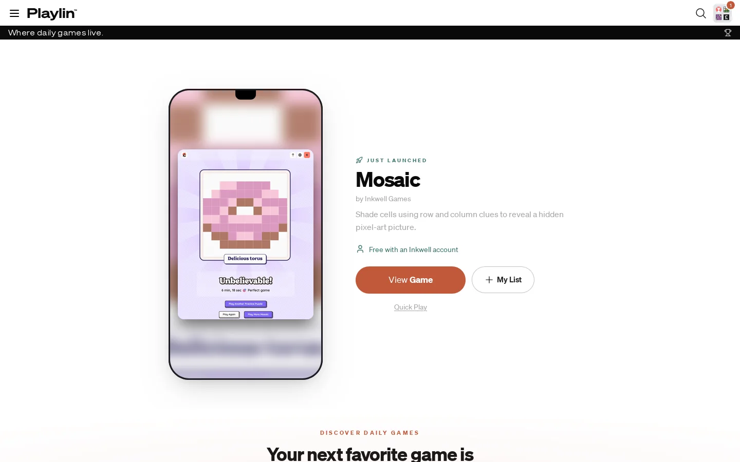Playlin Homepage screenshot