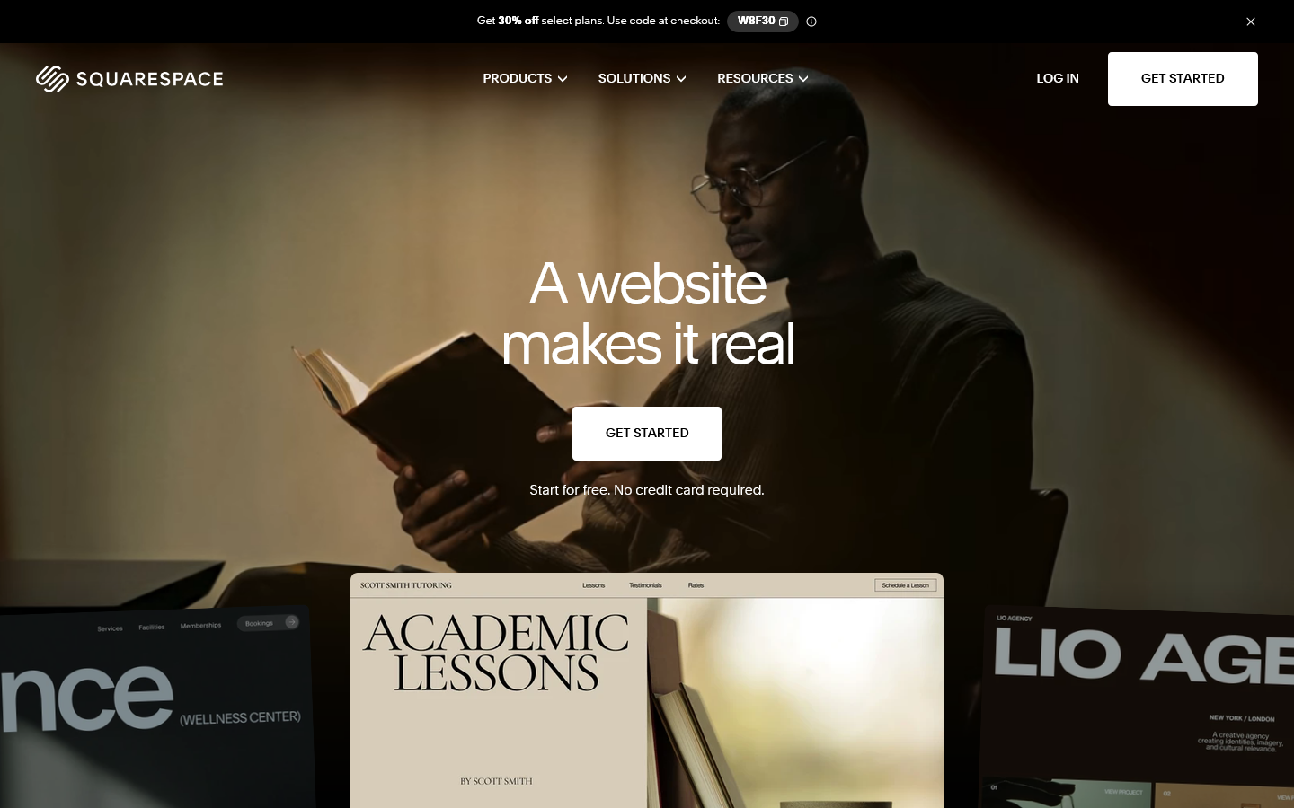 Squarespace Homepage screenshot