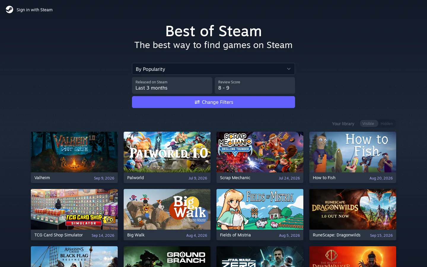 Best of Steam Homepage screenshot