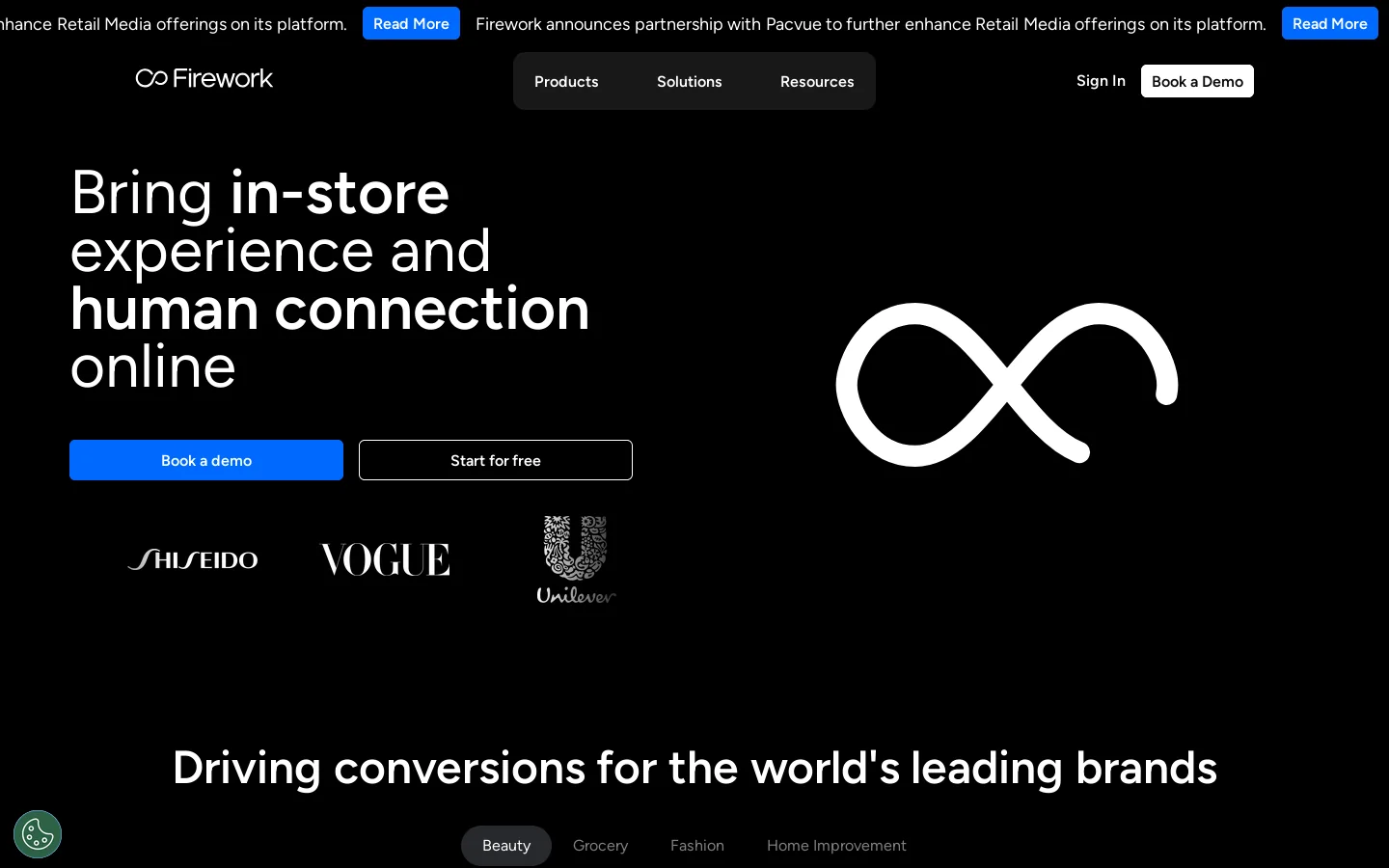 Firework Homepage screenshot