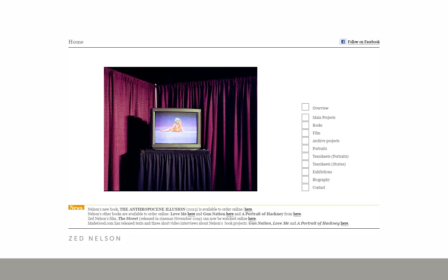 Zed Nelson Homepage screenshot