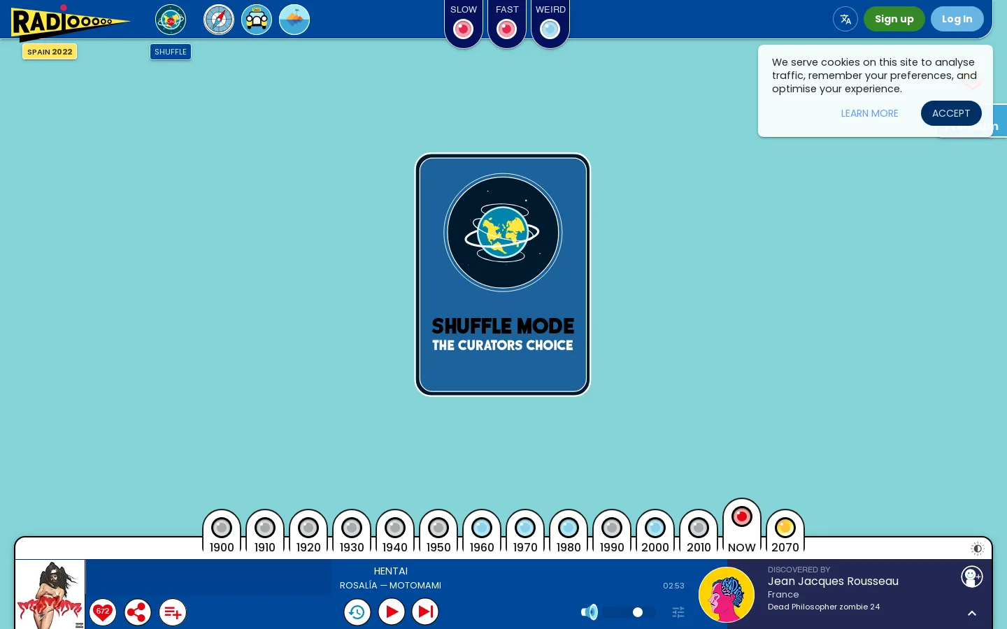 Radiooooo Homepage screenshot
