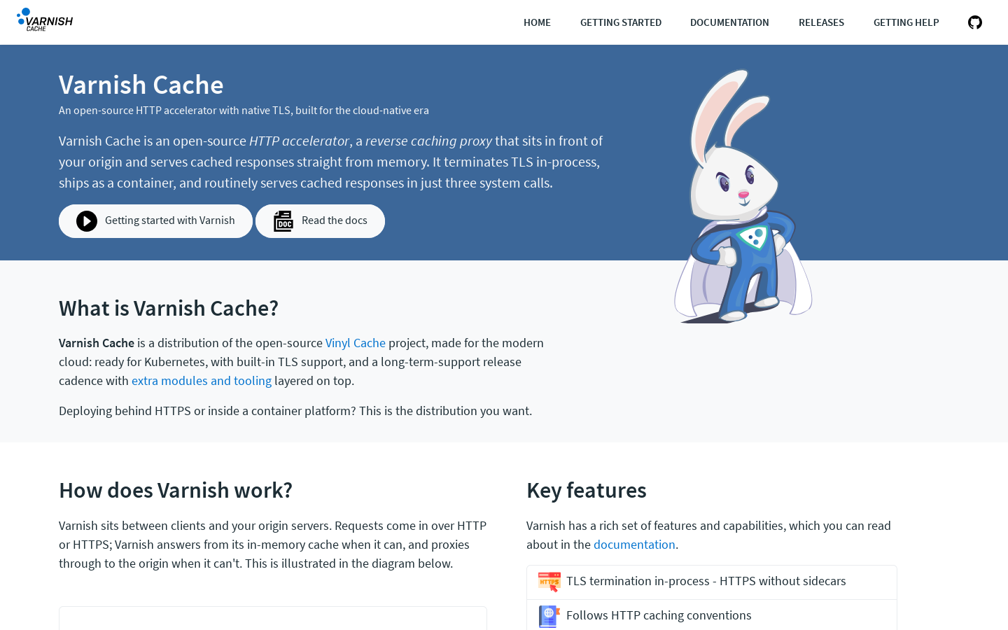Varnish Cache Homepage screenshot